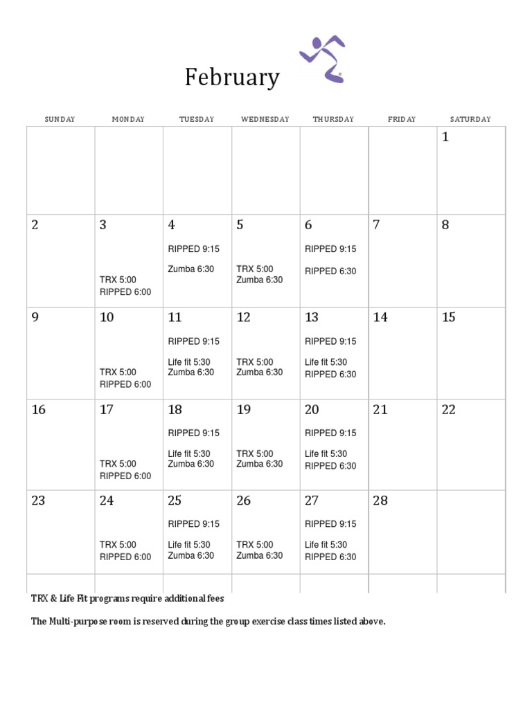 February Fitness Class Schedule | PDF