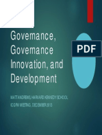 Governance, Governance Innovation, And Development Matt Andrews