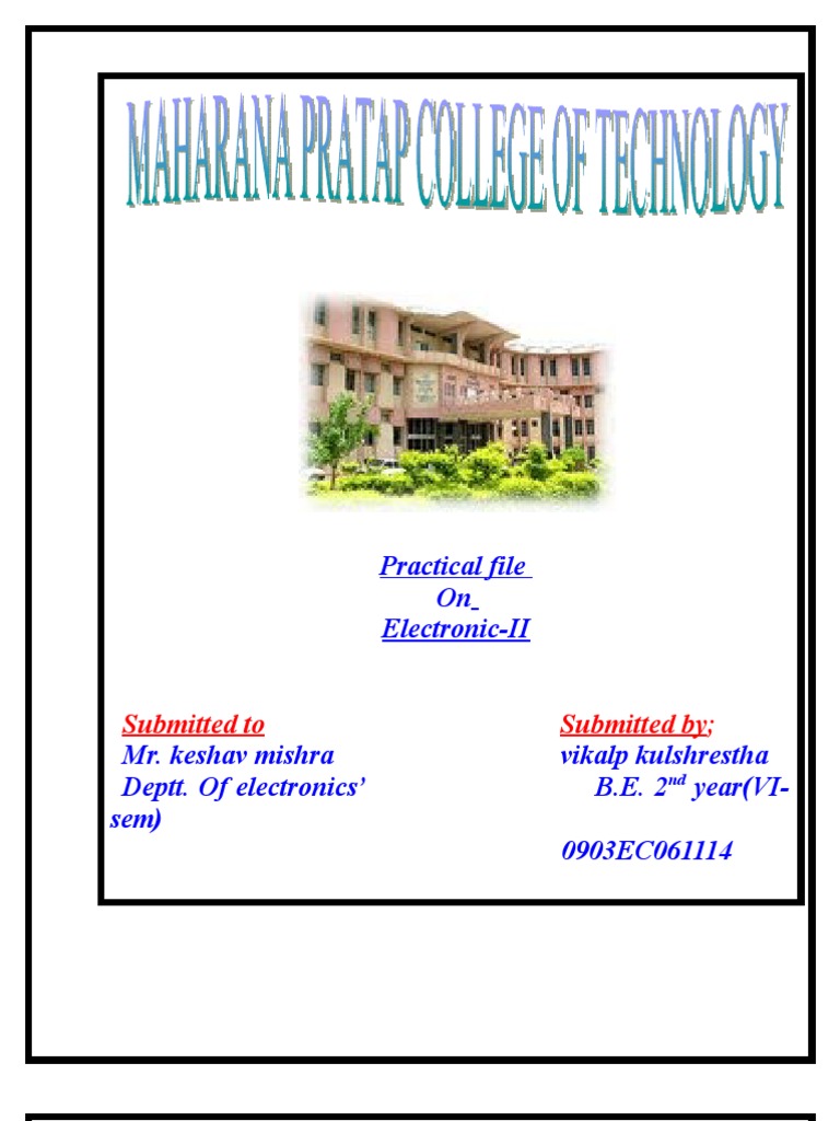 Electronic-II Practical File Submission | PDF