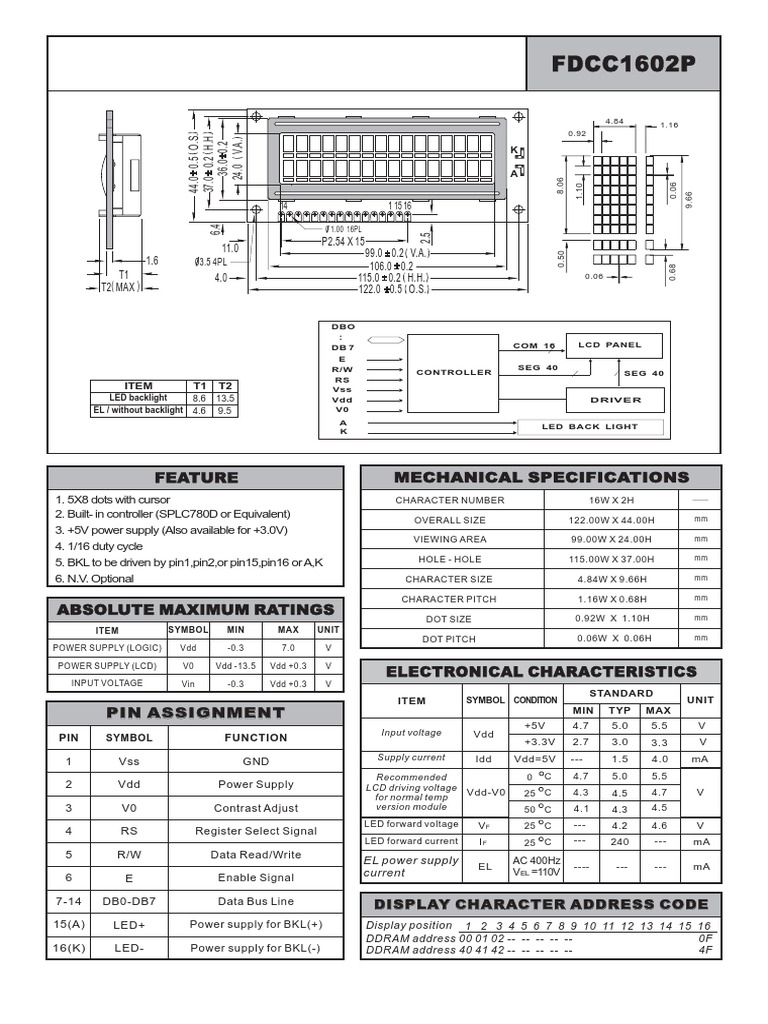 Display Fdcc1602p (Azul) | PDF