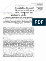 Use of Export Marketing Research by Industrial Firms - An Application and Extension of Deshpande and Zaltman's Model