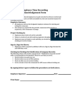 Employee Time Recording Acknowledgement Form