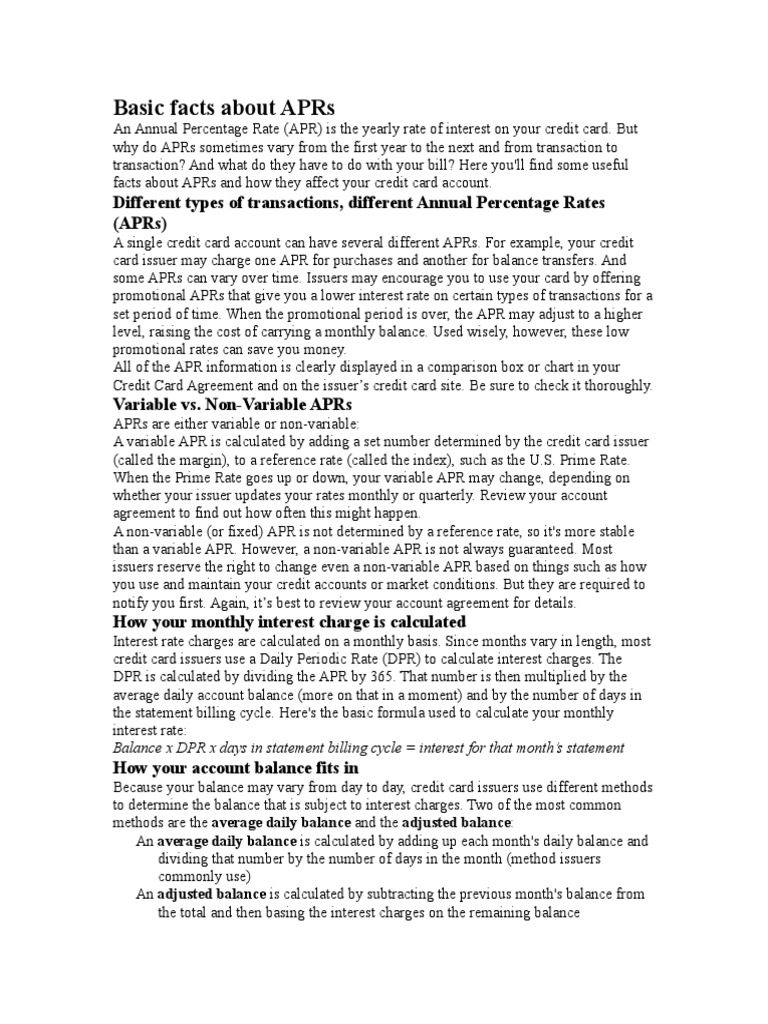 Understanding Credit Card APRs | PDF | Annual Percentage Rate | Credit Card