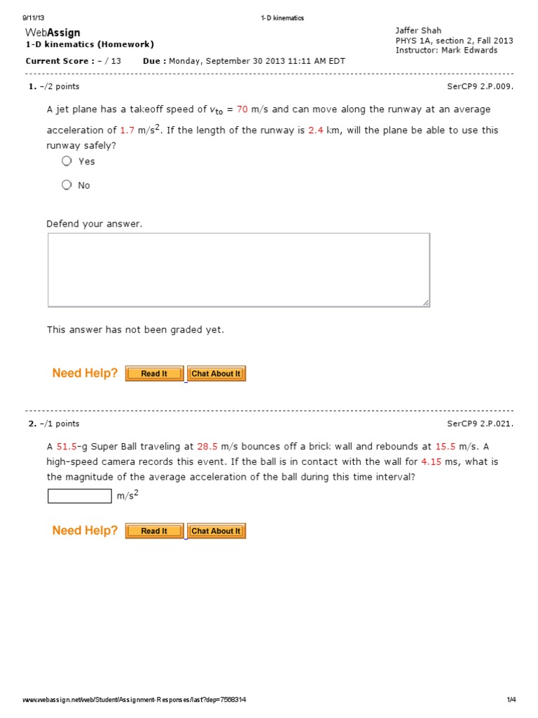 1 D Kinematics Ch2 Pdf Kinematics Acceleration