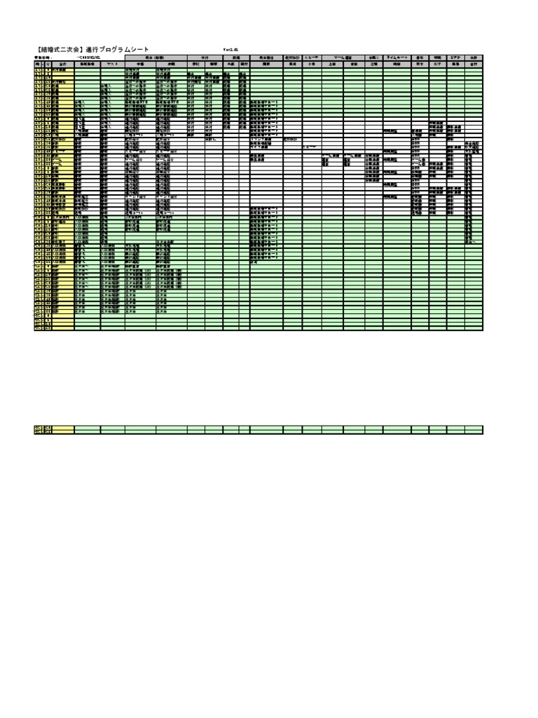 結婚式2次会 二次会 進行プログラムシートver 1 02 幹事 司会等 Pdf