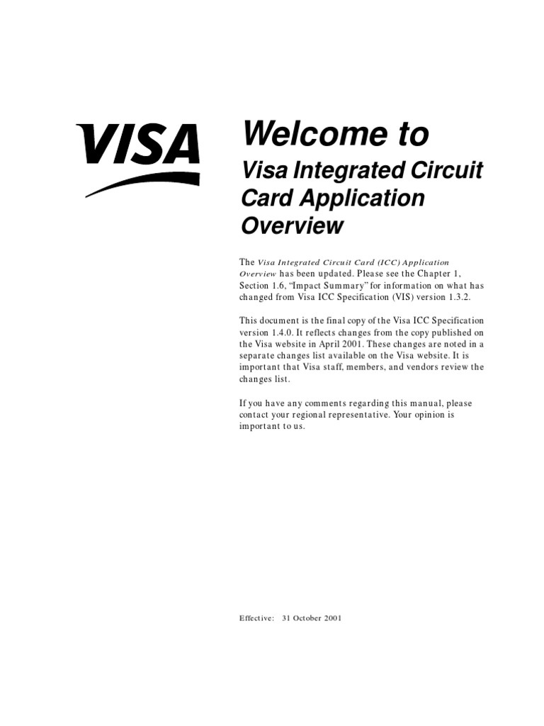 Visa ICC Application Overview 1.4.0 | PDF | Emv | Debit Card