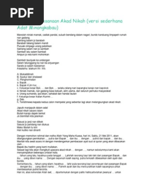 Teks Mc Prosesi Pelaksanaan Akad Nikah Minangkabau