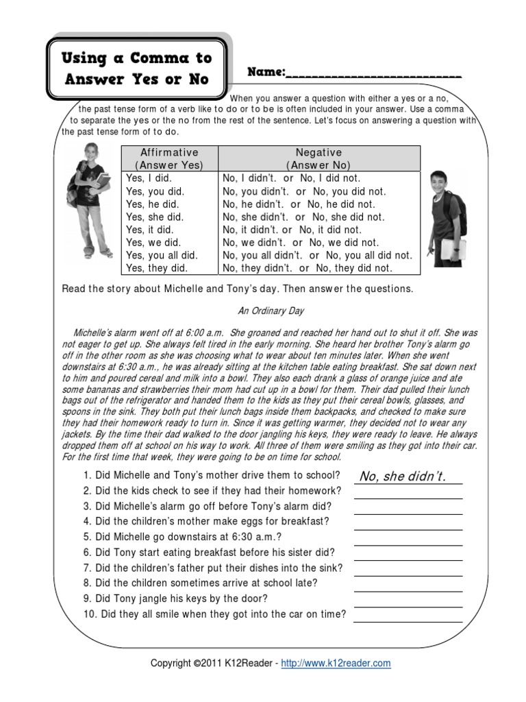 Using A Comma To Answer Yes or No | PDF