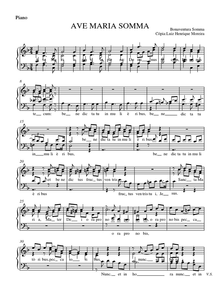 Ave Maria Somma P Piano | PDF