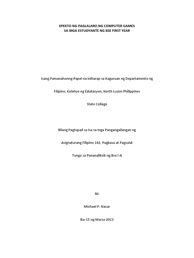 Epekto ng paglalaro ng computer games thesis 06 picture