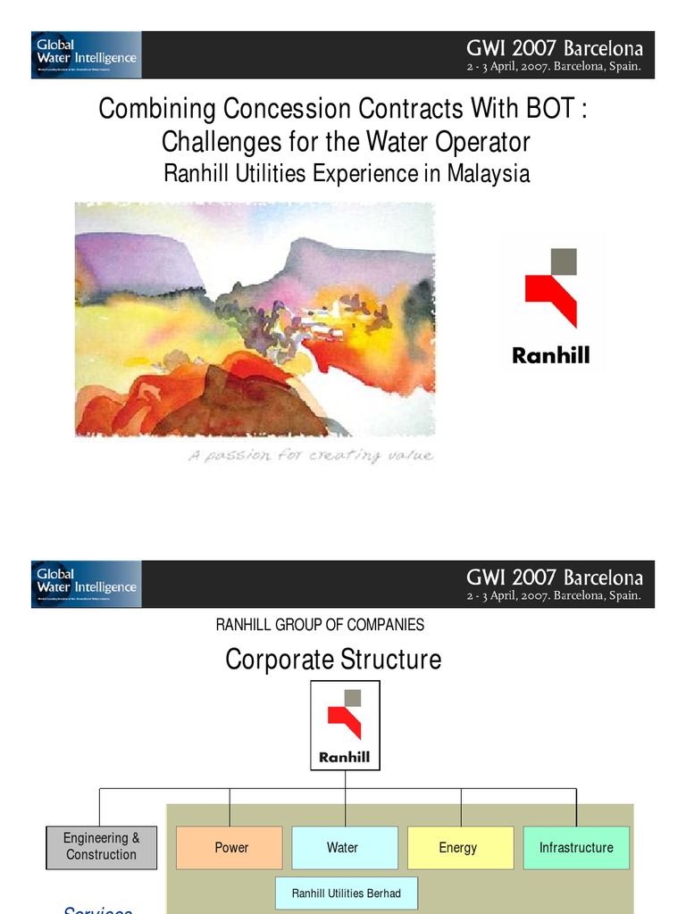 Combining Concession Contracts With BOT Challenges For The Water Operator PDF Water Supply
