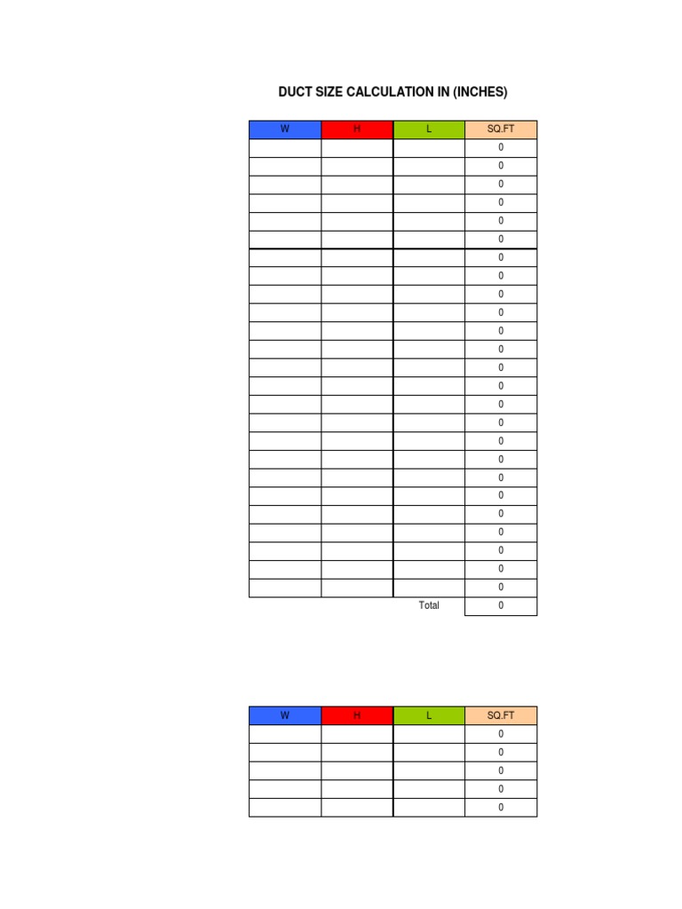 DUCT CALCULATION.xls Nature