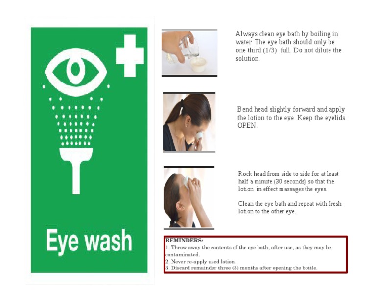 Always Clean Eye Bath by Boiling in Water. The Eye Bath Should Only Be ...