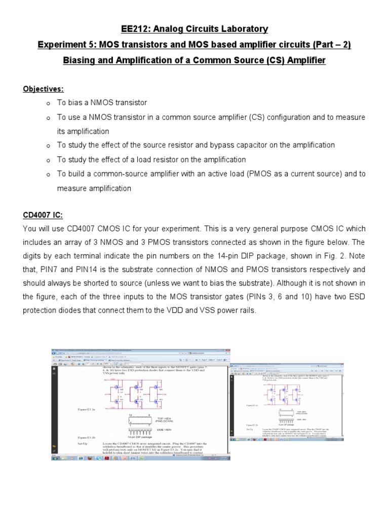 Analog Circuits Lab Expt5 Part 2 | PDF | Amplifier | Mosfet