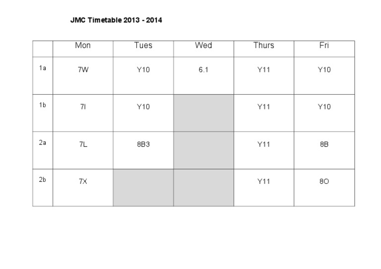 JMC Timetable 13-Timetable14 | PDF