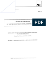 1994 Belgian UT Evaluation of the PISC III Austenitic Stainless Steel Specimens