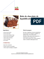 Bolo de Chocolate de Liquidificador - Receitas de Comidas PDF