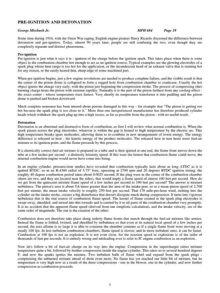 PreIgnition and Detonation PDF Internal Combustion Engine Combustion