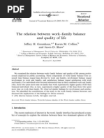 Green Ha Us Collins Shaw 2003, The Relation Between Work-Family Balance and Quality of Life