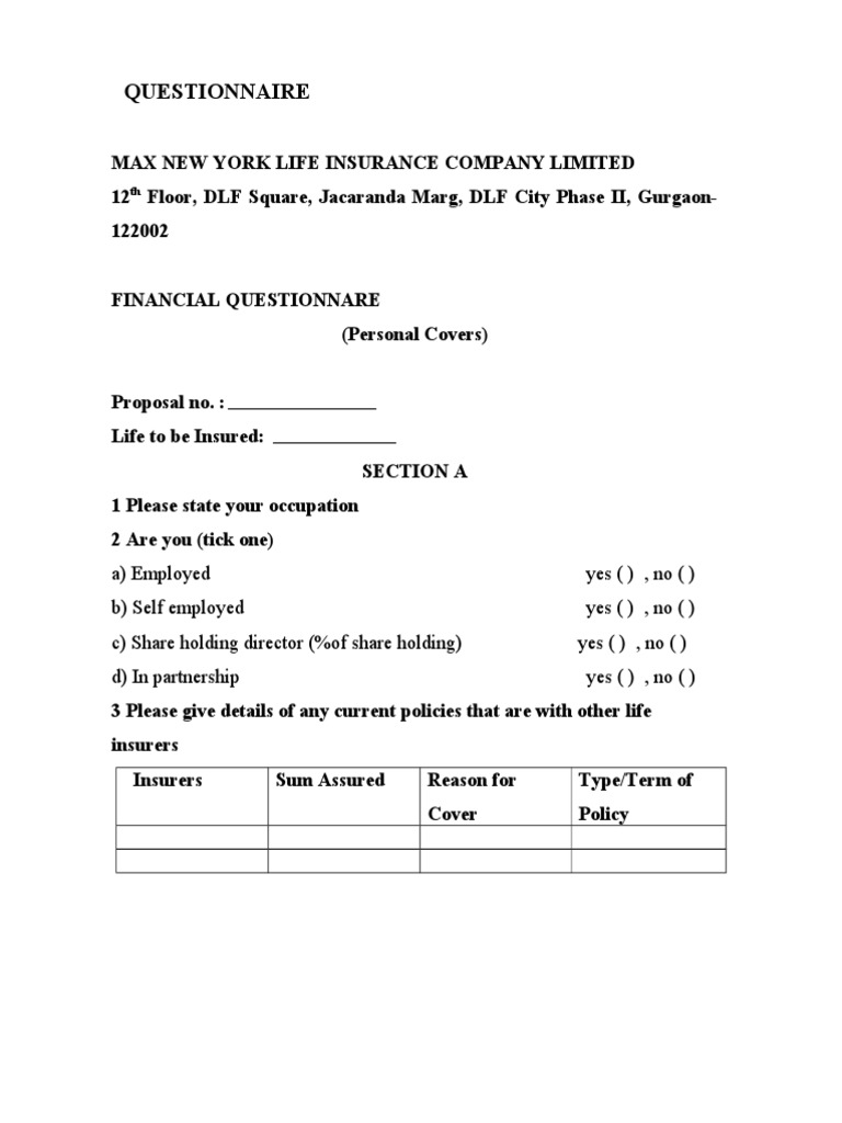 Questionnaire | PDF | Loans | Mortgages