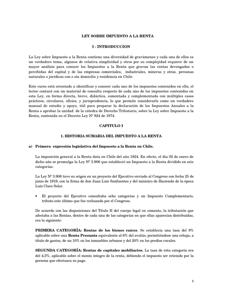 Ley del Impuesto a la Renta en Chile | PDF | Impuestos | Impuesto sobre ...