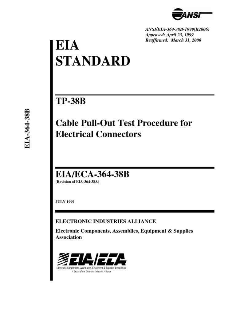 EIA 364 38B Cable Pull Out | PDF | International Electrotechnical ...