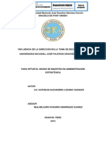 Influencia de La Dirección en La Toma de Decisiones en La Universidad Nacional José Faustino Sánchez Carrión