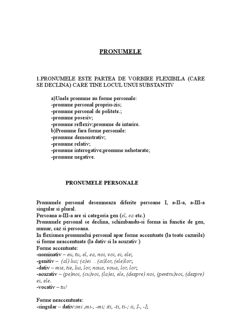 Pronumele Si Complementul Direct | PDF