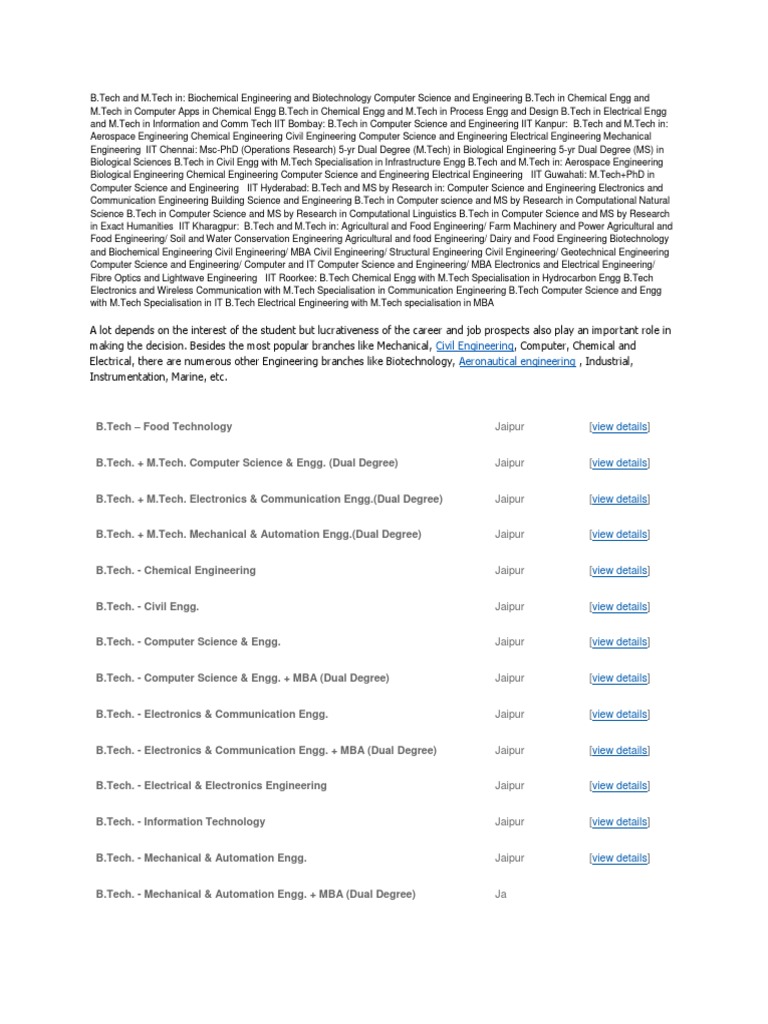 Engineering Programs Overview | PDF | Engineering | Mechanical Engineering