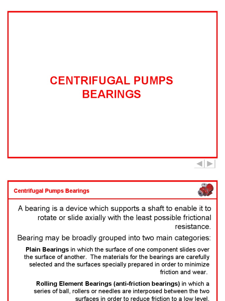Centrifugal Pumps Bearings Part 1 PDF Bearing (Mechanical) Friction
