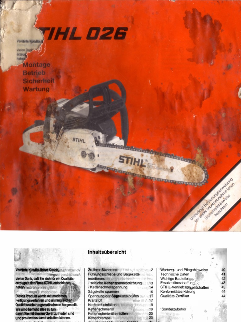 Stihl 026 Bedienungsanleitung PDF | PDF