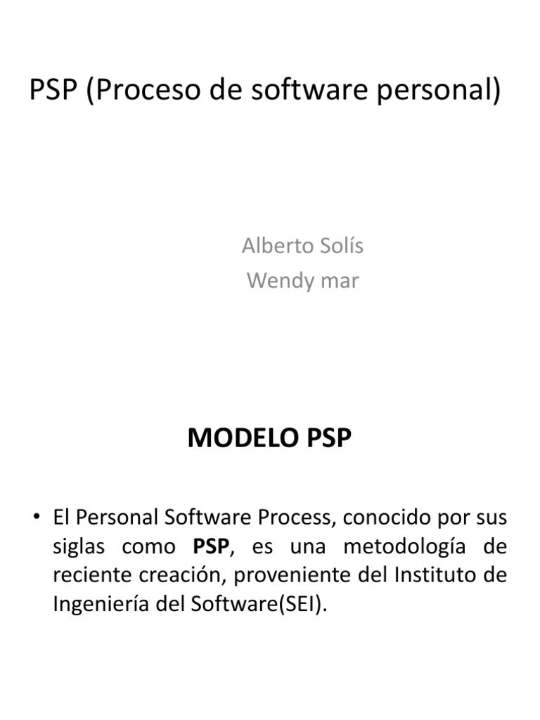 PSP (Proceso de Software Personal) | PDF | Ciencia de sistemas ...