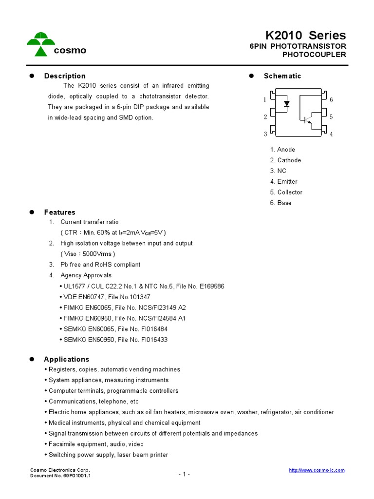 COSMO 2010 4N35 DATASHEET PDF