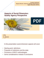 Aspects of Social Dimension: Quality Agency Perspective