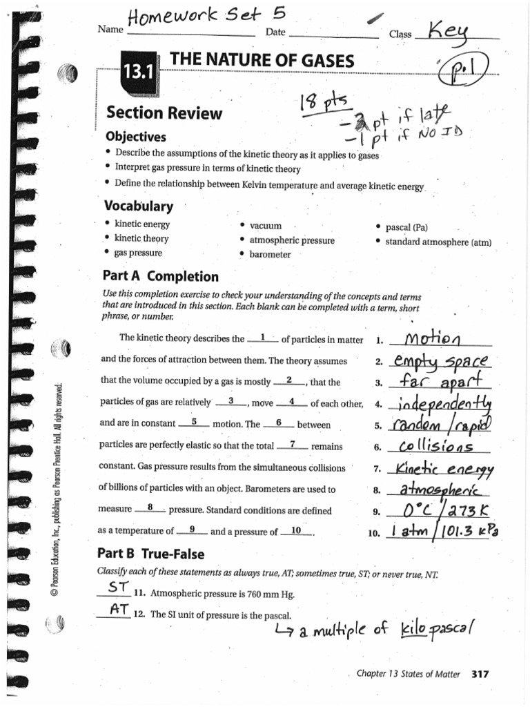 worksheet The Nature Of Matter Worksheet Answers chapter 13 answer key