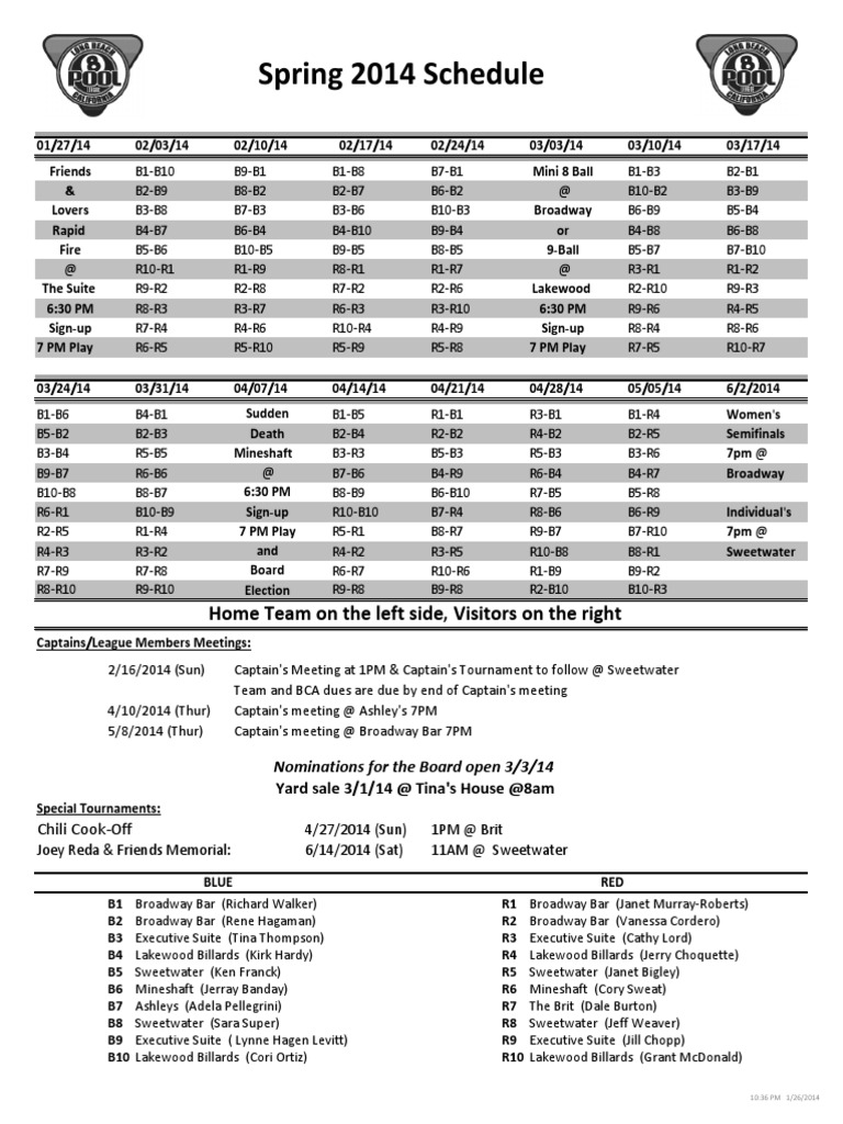 Spring 2014 Schedule | PDF