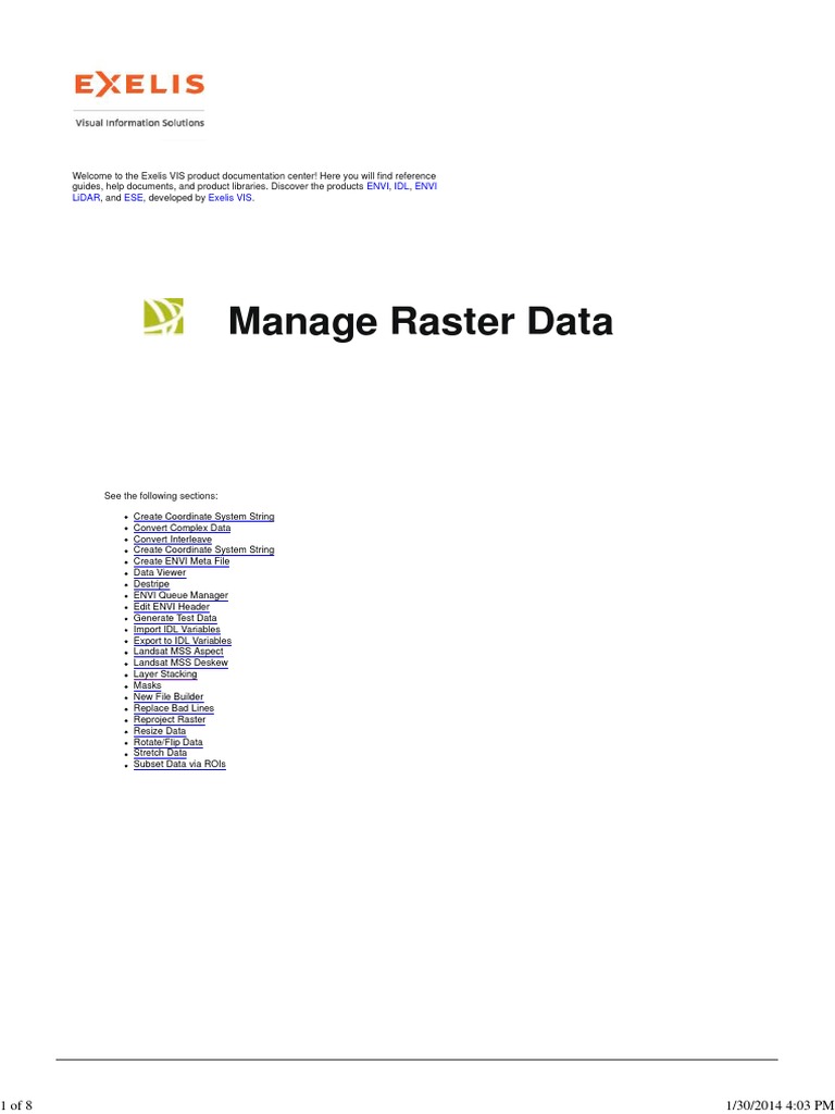 ENVI Manage Raster Data PDF File Format Computer File