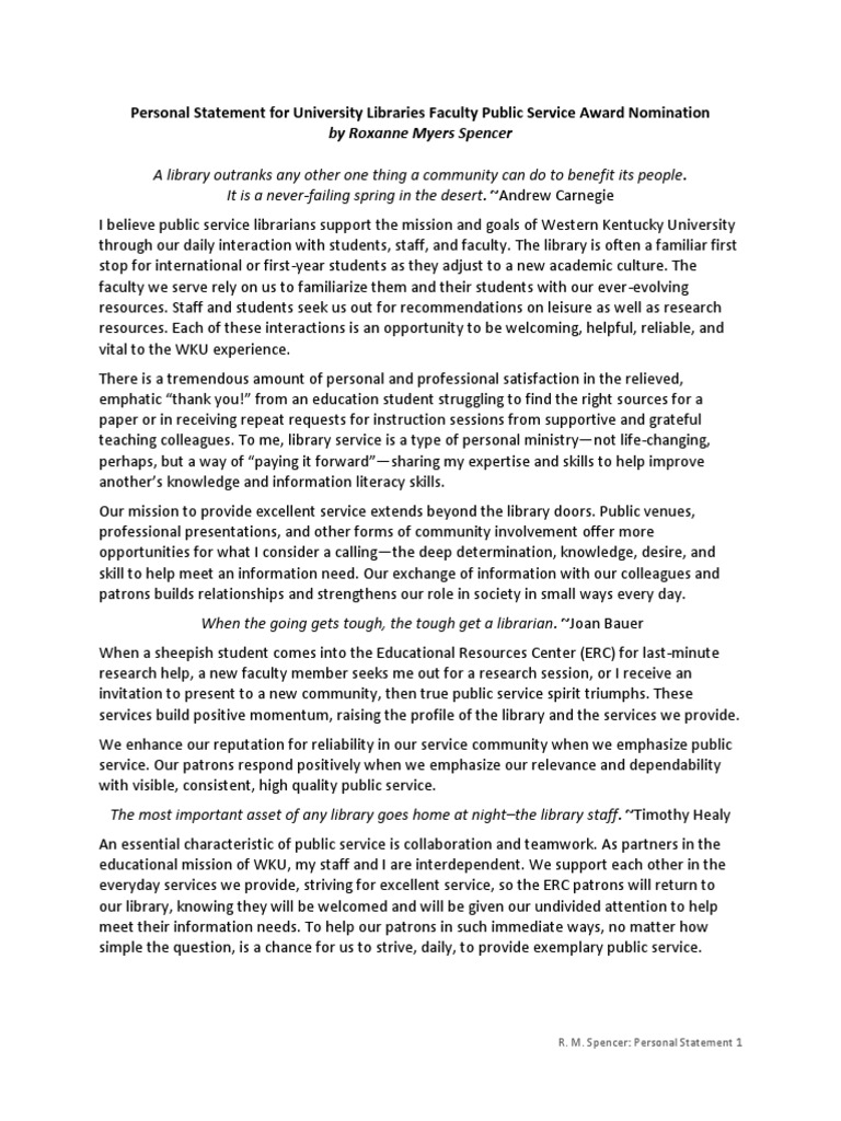 Personal statement examples picture