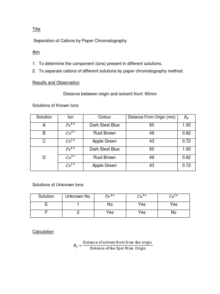 Chemistry Lab Report 4 (Chromatography) Solution Solvent Free 30