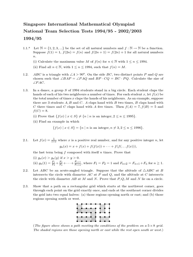 Math Olympiad Selection Problems | PDF
