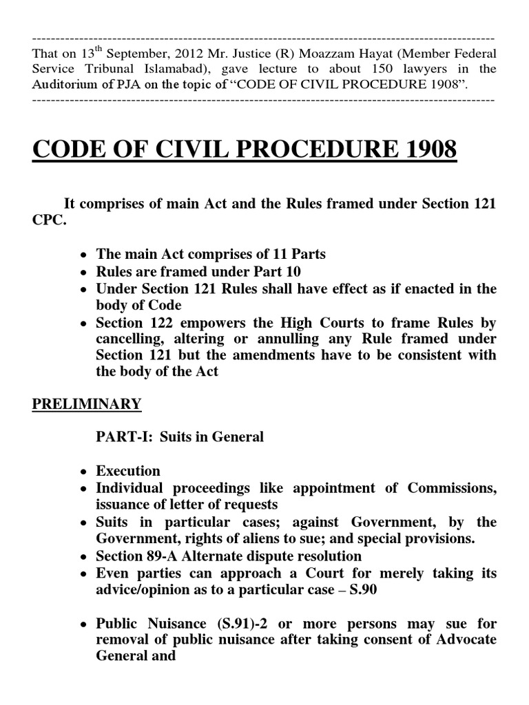Code of Civil Procedure 1908 | Lawsuit | Jurisdiction