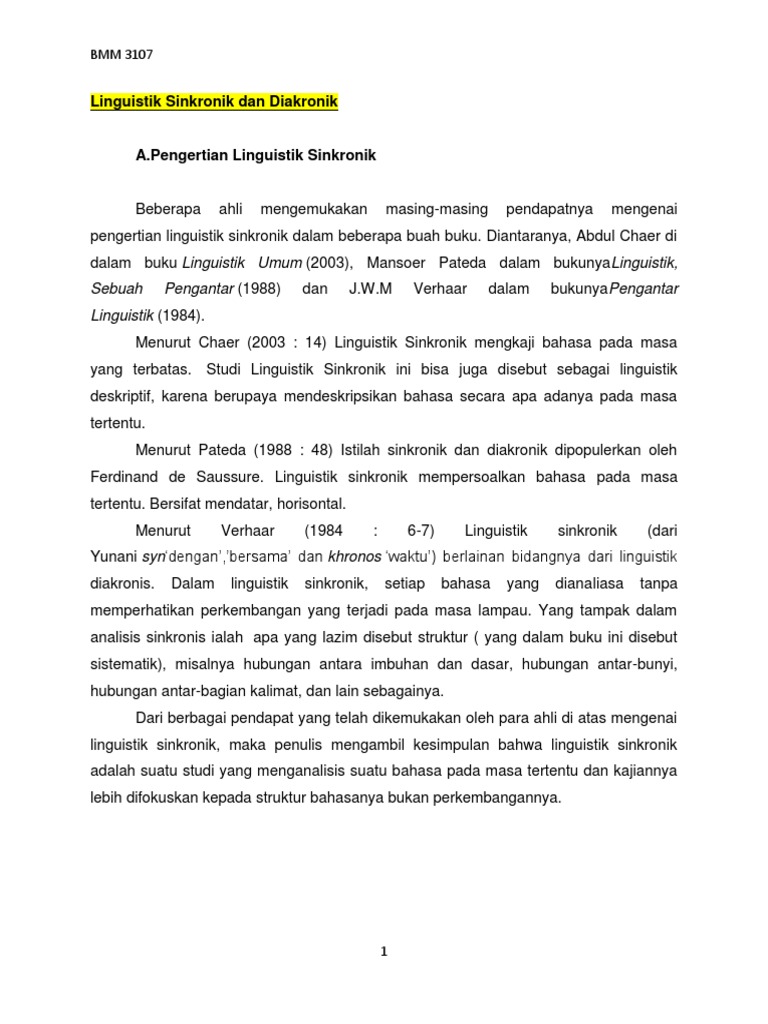 Linguistik Sinkronik Dan Diakronik Pdf