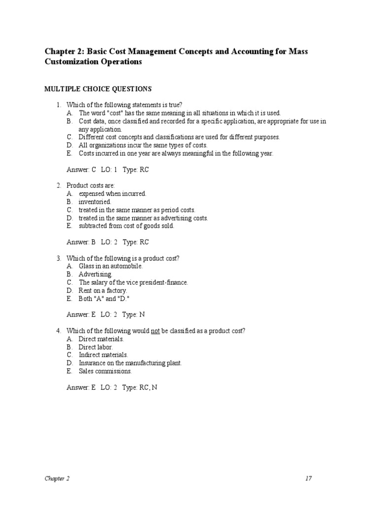Cost Management and Mass Customization | PDF | Cost Accounting | Cost ...