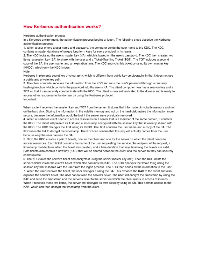 How Kerberos Authentication Works | PDF | Cryptography | Cyberwarfare