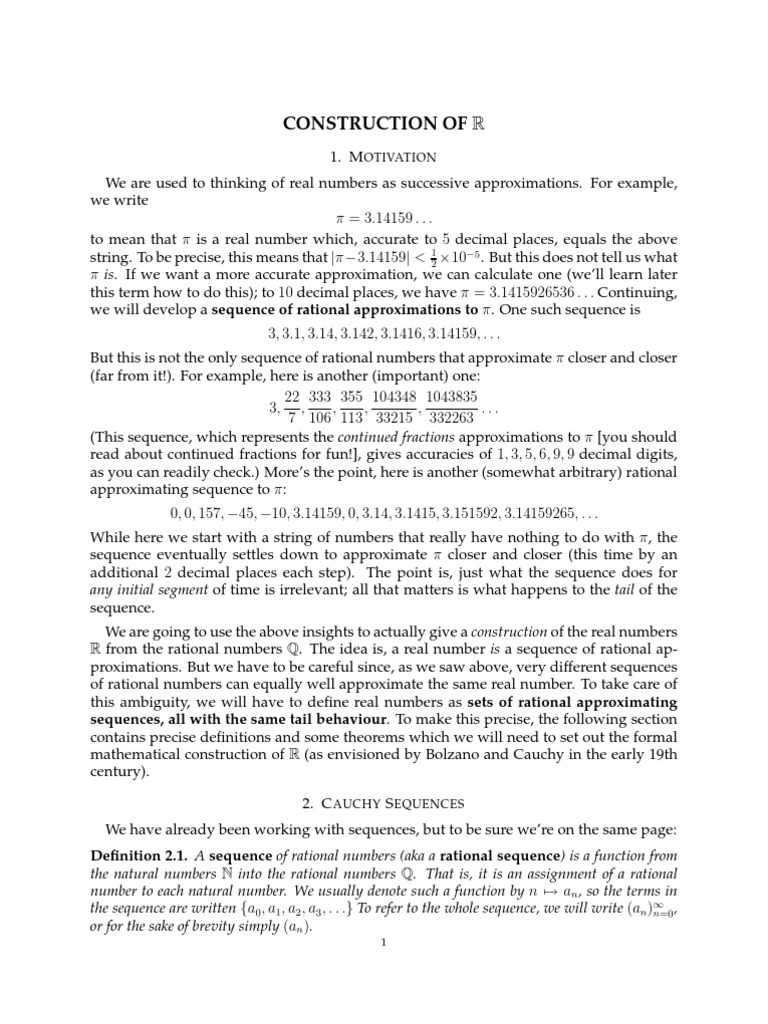 Construction of R | PDF | Real Number | Pi