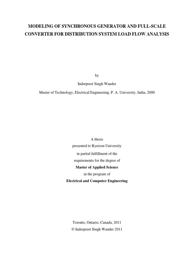 Modeling of Synchronous Generator and Full-Scale Converter For Di | PDF ...