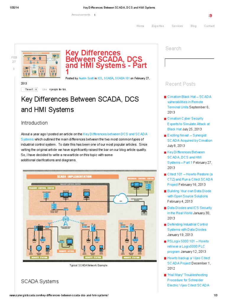 Key Differences Between SCADA, DCS and HMI Systems | PDF | Scada ...