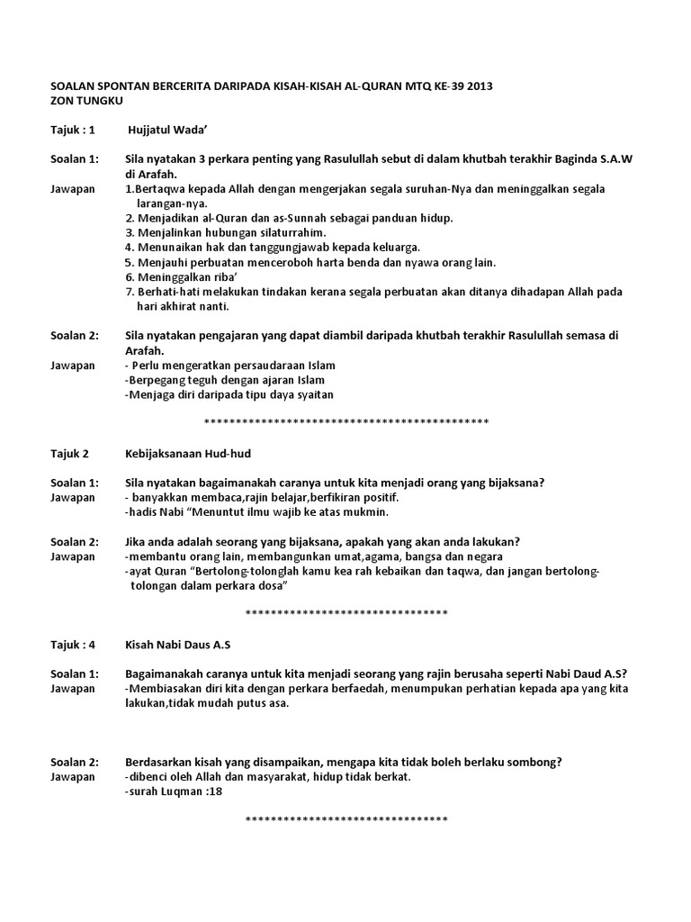 Soalan Spontan Bercerita