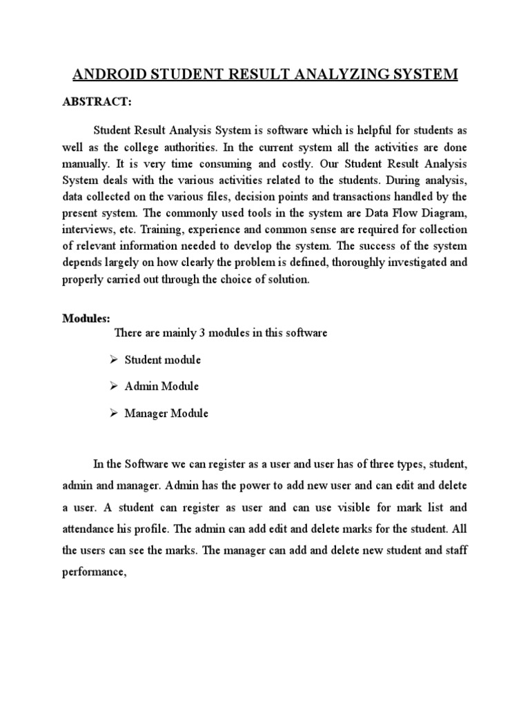 College Result Analysis | PDF | Feasibility Study | Databases