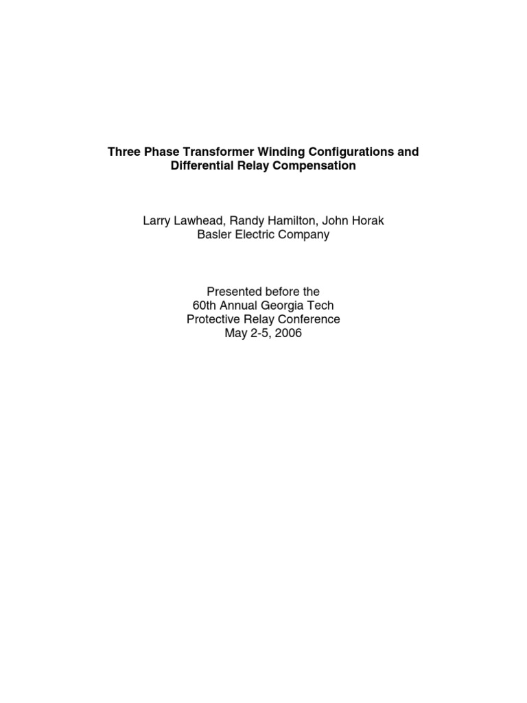 Three Phase Transformer Configurations | PDF | Transformer | Matrix ...